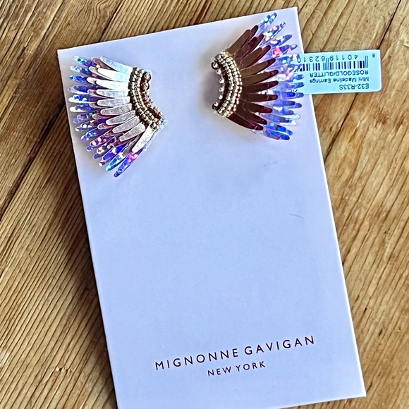 🌺🎉HP🎉🌺 NWT Mignonne Gavigan Mini Madeline Earrings Rose Gold Glitter - Picture 13 of 16